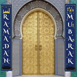 Bannière de porte de porche Eid Mubarak, guirlande suspendue, drapeau musulman islamique EID Ramadan Kareem, décoration de maison festive 2408