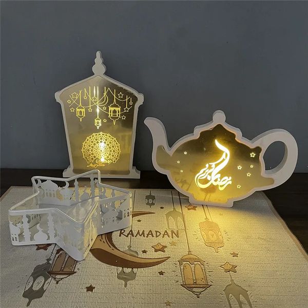 Eid Moubarak Lantern LED Light Toiapot Camel Ramadan Festival Crafts Decoration Ornement pour la maison de fête de chambre à coucher fournit 240422