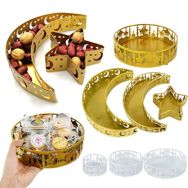 Eid Mubarak Moon Star Serving Tray Ramadan Decoration Food Storage Conteneur Eid al-Adha Islam Muslim Party Decor STOPER DESSTER 240403