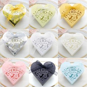 Eid Mubarak Party Candy Box Blanco Rojo Negro Azul Paper Snack Sugar Chocolate Gift Bag Ramadan Muslim Wedding Candy Case