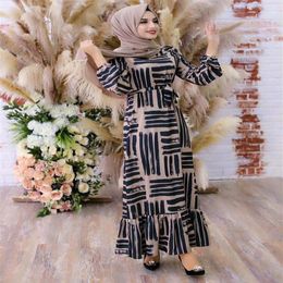 Eid Mubarek imprimé musulman Abaya Kimono Hijab Islam dubaï robe arabe dubaï africain vêtements islamiques Femme Ete Vestidos2459