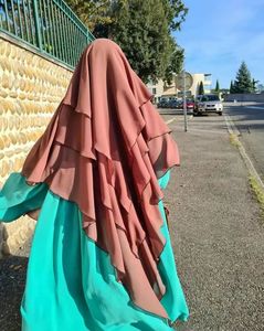 Eid Ramadan musulman khimar 3 couches hijabs abaya dubai dinde femmes arabes voile voile coiffeur islamique écharpe de prière vêtements vêtements 240403