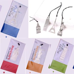 Eiffel Tower Metal Bookmark Statue Of Liberty Big Ben Leaning Tower of Pisa Hollow-out Wedding Favor Gifts