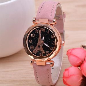 Tour Eiffel Femmes Montres Quartz Bracelets Designer De Luxe Marque De Mode Dames Montres Leatcher Ceinture 2021 Automatique Clock264C