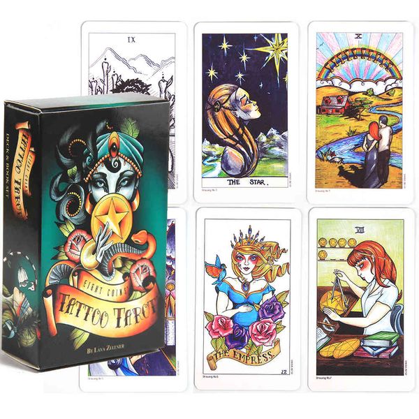 Tarot de tatouage à huit pièces, jeu de 82 cartes, Original, illustré de manière vivante, plateau de jeu, façon de rêve, jouet divin, cadeau