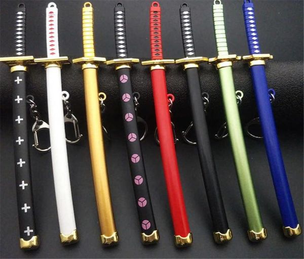 Huit couleurs roronoa zoro sword keychain femmes hommes anime couteau galet saber snow coutel chestes katana one pièce 15cm q053 y0902562291