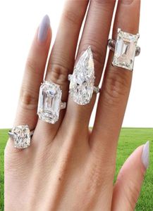 Acht sneden stijlen 100 925 Sterling Zilveren Diamanten Bruiloft Verloving Cocktail Vrouwen Gemaakt Moissanite Ringen Fijne Sieraden 5355827