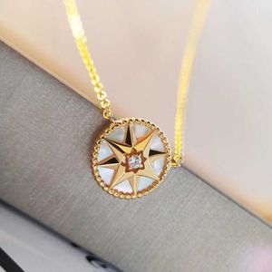 Achtpuntige ster gelukskompas turquoise ketting voor dames zomer lichte luxe en uniek ontwerp met een high-sense Instagram kraagketting