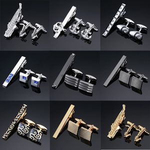 Achttien nieuwe heren Fashion Boutique Gifts Brand Cufflinks Tie Clip / Shirt / Crystal / Lawyer Sax Design Cufflinks Tie Clip