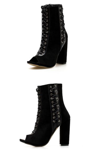 Eilyken 2021 diseño moda tendencia mujeres botas Peep Toe cremallera otoño botines tacones altos mujer botines Sapatos Feminios