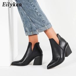 Eilyken automne hiver occasionnel occidental cowboy bottines bottines femme serpent cowgirl bootes courts cosaques botas hauts talons chaussures 240415