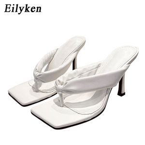 EILYGEN NIEUWE ZOMER SLIPPERS Damesclip Teen smalle band flip flops hoge hakken mode dia's schoenen dames sandalen maat 42 ss [pipwuterpo