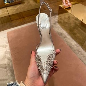 Eilyken PVC Clear 630 Pompes en strass transparent Femmes Fashion Slingbacks Backle Strap Stripper Talons Thin Talons Party Budal Chaussures 240125