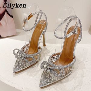 Eilyken PVC Transparent argent cristal femmes pompes mode bride à la cheville mariée mince talons hauts printemps automne chaussures de fête de mariage 240320