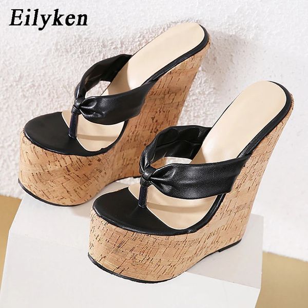 Eilyken Sexy Super 18cm High Heels Platform Cendages Peep Pinch Toe Slippers Femmes Sandals Mules Chaussures 240410