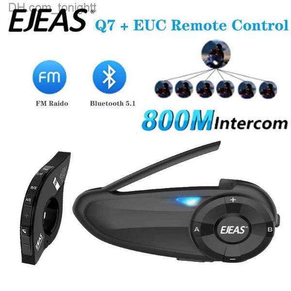 EJEAS Q7 Casco de motocicleta Intercomunicador Auriculares Bluetooth Par rápido Hasta 7 conductores Interfono Comunicador IP65 FM + EUC Opcional Q230830