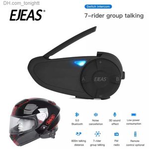 EJEAS Quick7 Bluetooth 5.0 Motor Intercom Helm Headset Tot 7 Rijders Draadloze Waterdichte Interphone Oortelefoon Afstandsbediening FM Q7 Q230830