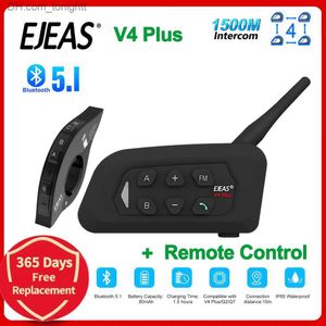 EJEAS V4 Plus Interphone moto 1500M Système de communication Groupe Interphone Bluetooth 5.1 Casque Casque À Distance pour 4 Riderst Q230830
