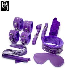 EJMW Sex Toy pour les Couples Cosplay 7pcsSet en peluche en cuir fouet masque pour les yeux main corde jambes bouche Gag BDSM Bondage ELDJ37 Y181024055065056