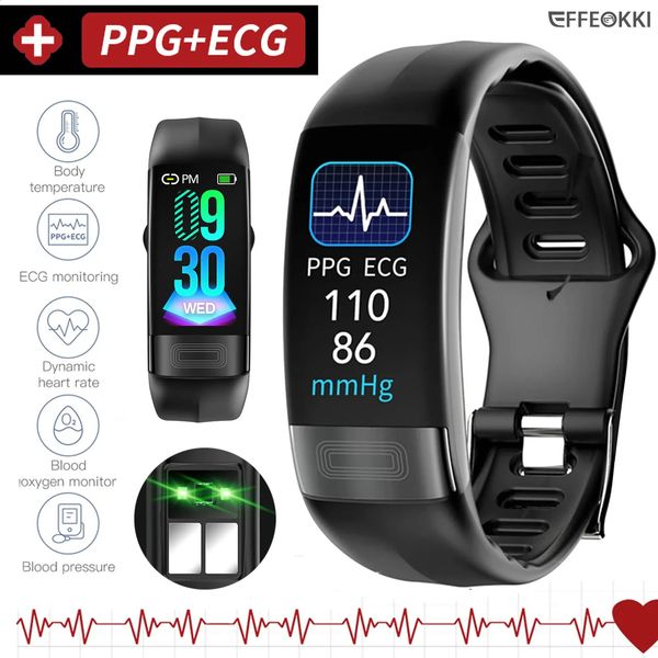 EKG PPG Spo2 Bracelet intelligent montre santé ECC Fitness Tracker pour hommes femmes calories pression artérielle Smartwatch 240127