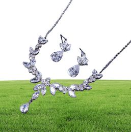 EKOPDEE Luxury Brilliant Jewelry Set para mujeres Color de circón Color de novia Pendientes de collar de novia Parure Bijoux 2112049797718