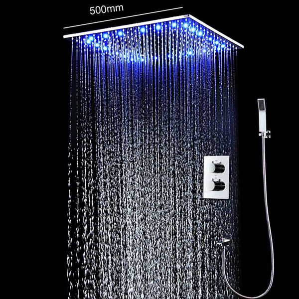 el Baño Sistema de ducha de lluvia de 20 pulgadas Energía de agua Luces LED Válvula de mezcla termostática ducha de mano set263j