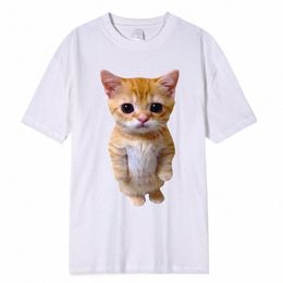 el Gato Meme Sad Crying Cat Munchkin Kitty Meme Trendy Grafisch T-shirt Unisex Fi Korte Mouw T-shirts Oversized Streetwear d8TU#