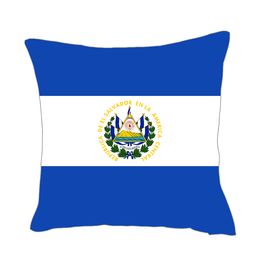 El Salvador Flag Throwpillow Cover 40x40cm Polyester Personnalized Square Satin Cushion abase de coussin avec fermeture éclair invisible pour canapé décoratif