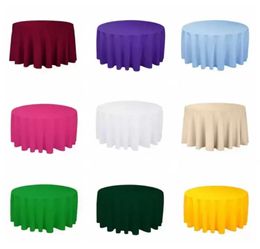 El toalha de mesa redonda sólida de poliéster para festa de casamento de natal el restaurante banquete decoração p10143453314