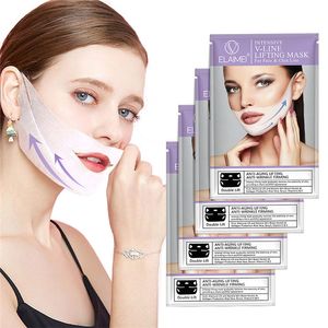 Elaimei Masque facial en forme de boucle d'oreille en forme de V Masque facial raffermissant 3D V-Line Resserrer le menton Joue Réduire les poches 4pcs / set