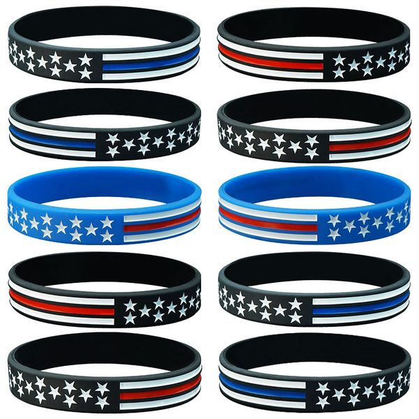 Elástico 12MM Pulsera de eslabones de silicona Estilo deportivo Pulsera de línea azul delgada Pulseras Joyería del Día de la Independencia