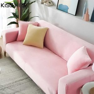 Housses de canapé élastiques tout compris pour salon, pour canapés chaise longue, brossées, couleur rose 1/2/3/4 places 211207
