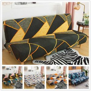 Elastische anti-stof sofa bed cover zonder armleuning spandex plaid afdruk strakke wrap vouwen slipcover voor woonkamer handdoek 211207