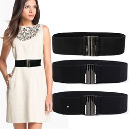 Cinturones ancho de la banda elástica Cinturón de cintura simple hebilla femenina Correa negra Accesorios de decoración de la decoración 220712