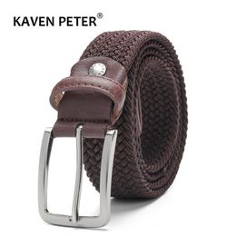 Cinturón elástico para hombres y mujeres Cintura Lona Estiramiento Trenzado Cuero tejido 1 3 8 "Ancho Marrón oscuro Extender 160 CM 220712