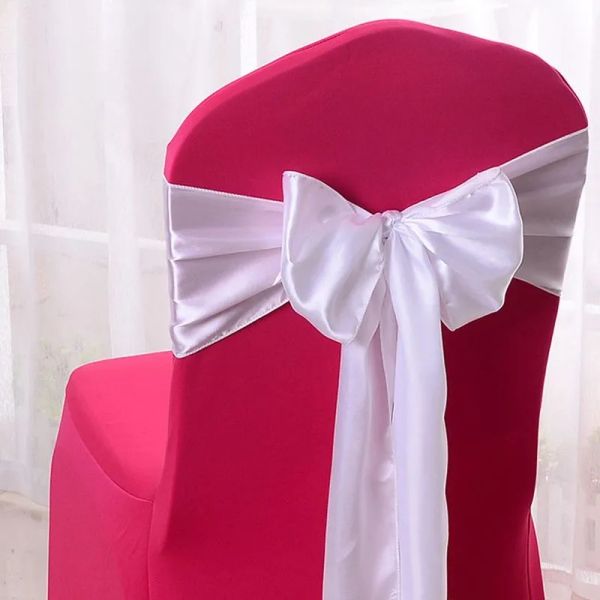 Bande de chaise élastique couvre les ceintures pour la fête de mariage Bowknot cravate chaises ceinture hôtel réunion mariage banquet fournitures 21 couleurs 0126