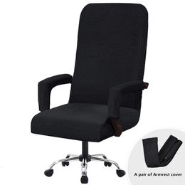 Housse de chaise élastique épaissie anti-poussière remise à neuf housse de chaise de jeu pour ordinateur à domicile adaptée aux chaises rotatives avec accoudoirs 240108