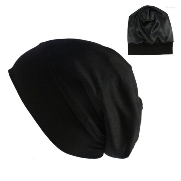 Gorro de turbante de algodón elástico Color sólido Pañuelo para la cabeza para mujer Gorro Hijabs interior Envolturas para la cabeza musulmana Abrigo para mujer Gorro de quimio / Gorros de calavera Oliv22