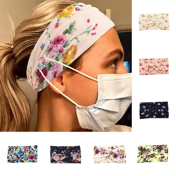 Élastique Bandeaux avec bouton WiYoga Bandeau femmes Bandeau large bande extensible cheveux charme Floral Bandeau Floral Bandeaux Nouveau