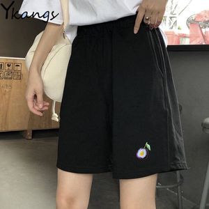 Elastische hoge taille zomer sport shorts voor vrouwen running streetwear harajuku koreaanse stijl print vintage casual shorts femme 210306