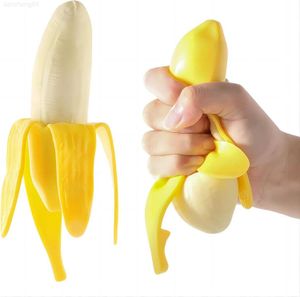 Elastisch plastic zandgevulde rubberen banaan, latex banaan zacht poppenspeelgoed voor stressverlichting, dierlijk hoogelastisch rekbaar stressverlichtingsspeelgoed voor volwassenen en kinderen