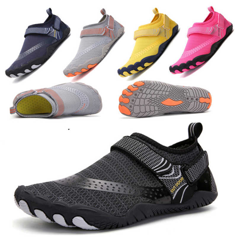 Sapatos aquáticos elásticos de secagem rápida plus size antiderrapantes tênis femininos masculinos sapatos aquáticos respiráveis tênis leves para surfe praia X0728