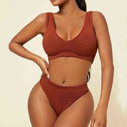 Costume de lingerie côtelé élastique sous-vêtements de sport sans fil femmes ensemble soutien-gorge et culotte sans couture ensemble respirant sexy soutien-gorge à col en U slips L220727