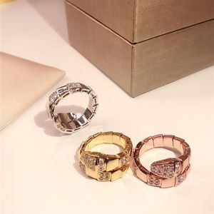 Elastische slangenring Golden Classic Fashion Party sieraden voor vrouwen Rose Gold Wedding Luxe Snake Open Size Rings 239K