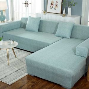 Elastische Sofa Chaise Covers Lounge voor Woonkamer Moderne Sectional Corner Couch L Vorm Leunstoel Meubilair Decoritive SnowCover 211116