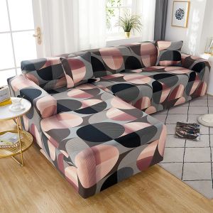 Cubierta de sofá elástica para sala de estar con todo incluido esquina impresa l forma chaise longue sofá cubierta de 2 piezas cubiertas de sofá