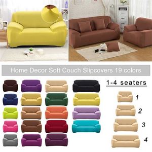 Elastische Sofa Cover SnowCover Extensible Corner voor Woonkamer L Vorm Solid Color Couch 1/2/3/4 SEATER 211207