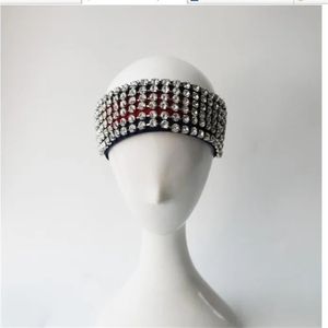 Elastische streep Volledige strass headbanden Designer Runway Hoofdwraak Groen en rode riem helder kristal pave dames feest bruiloft
