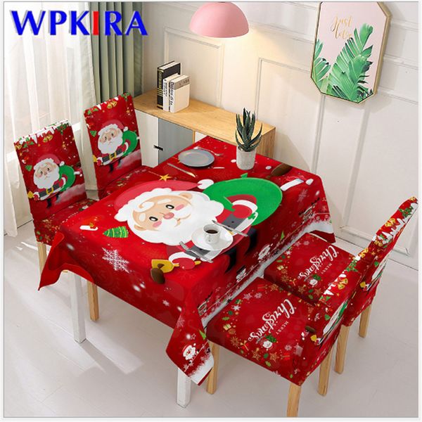Paños de mesa elásticos rectangulares Santa Claus Mantel impermeable Oilcloth Comedor Cubierta de escritorio Paño Navidad Decora ZB-TC019 201120