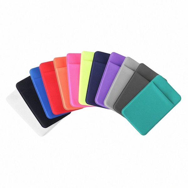 Case de portefeuille de cellule Universal Elastic Lycra Solder de carte d'identité de carte d'identité Pocket Fi Sac à cartes autocollants auto-adhésifs 34K6 #